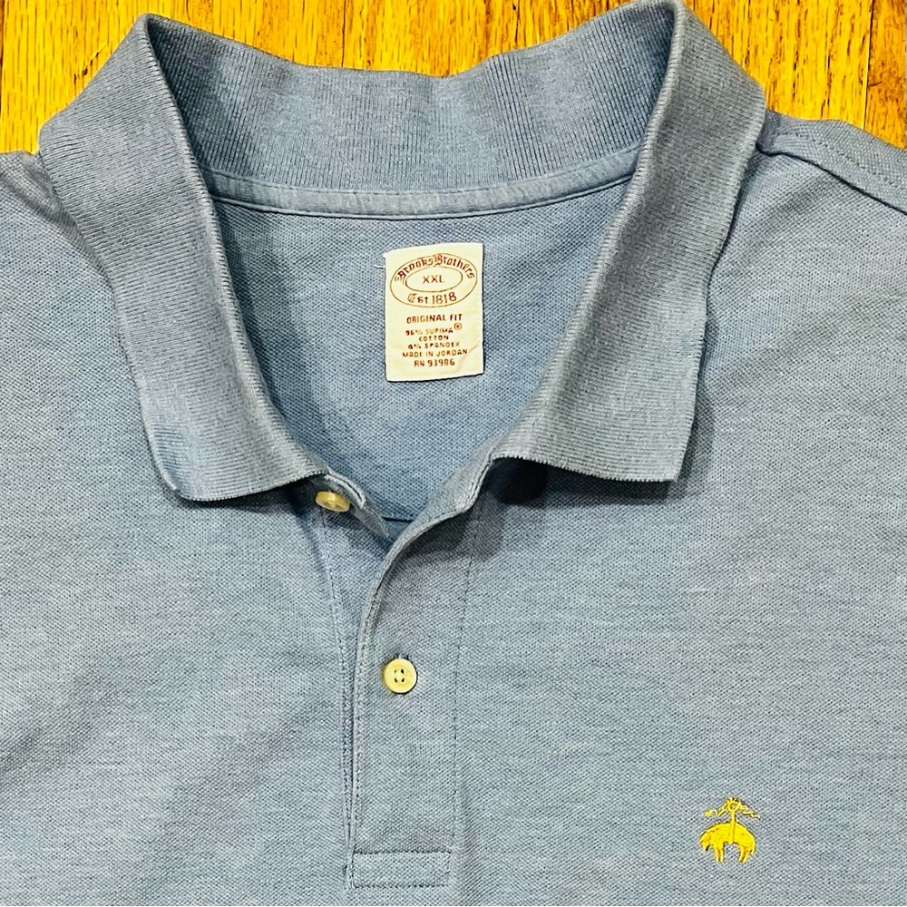 Brooks Brothers Original Fit Carolina Blue XXL Polo Shirt Supima Cotton New!